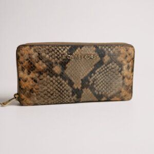 Michael Kors Snakeskin-embossed leather Continental Zip Wallet